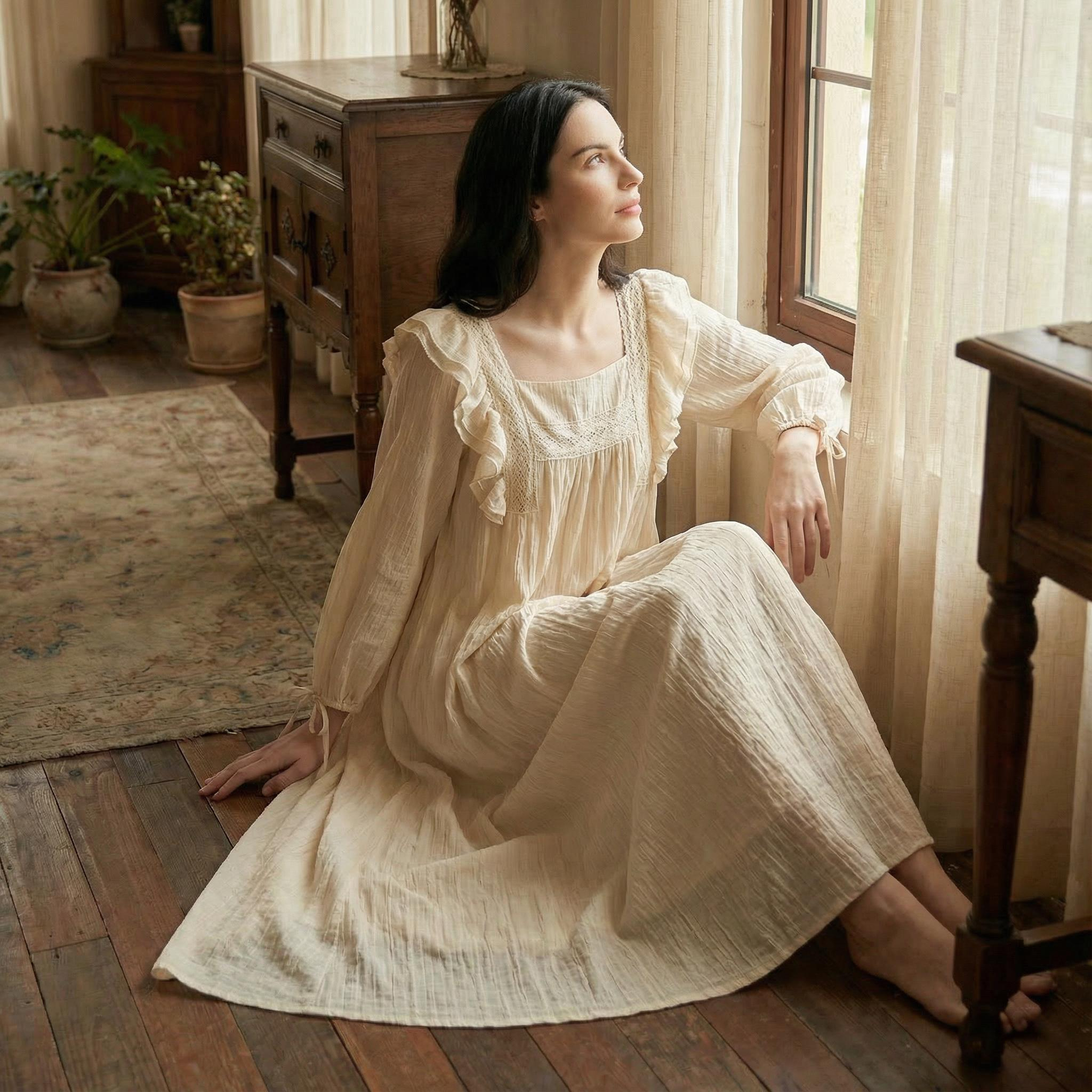 Cream Ruffle Shoulder Square Neck Maxi Dress